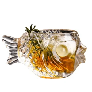 Bicchiere Materiale Vetro Modello Pesce 3D Design Moderno Creativo Simpatico