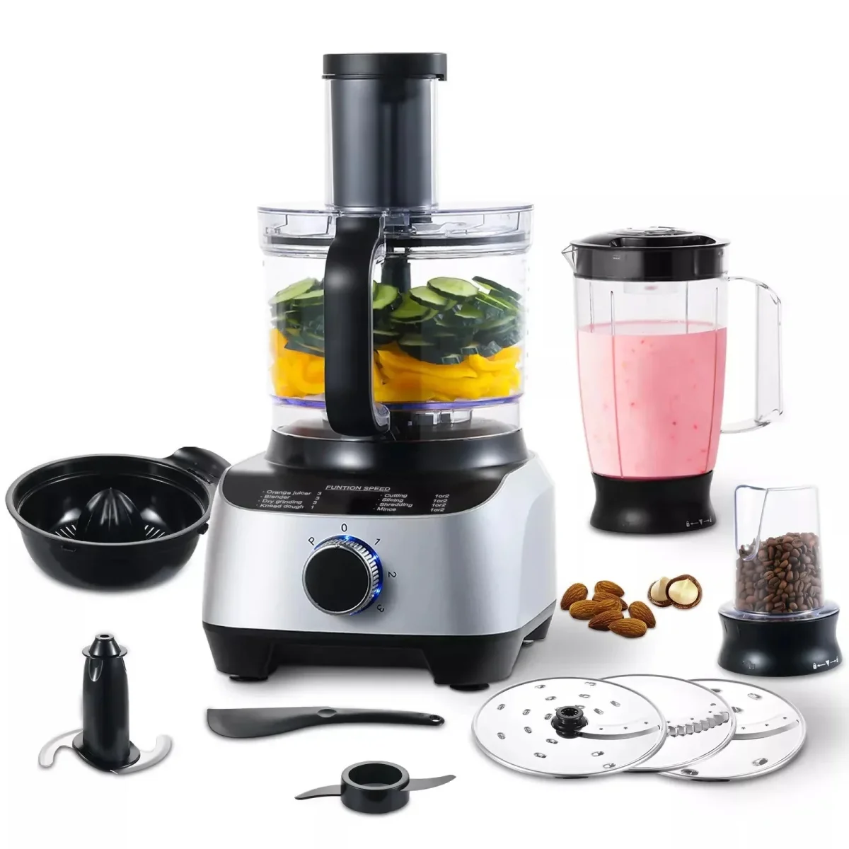 Elettrodomestico Multifunzione Accessori Inclusi 3 Velocità Potenza 1300W Robot Cucina - immagine 2