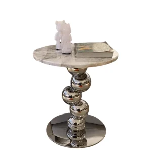 Tavolino Modello Circolare Materiale Marmo Design Moderno Elegante Decorazione Salotto